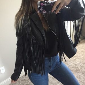 Fringe Vegan Leather Jacket